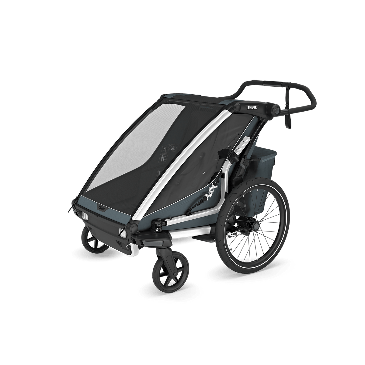 Thule Chariot Cross 2 Double – Fahrradanhänger für 2 Kinder, Dark Slate