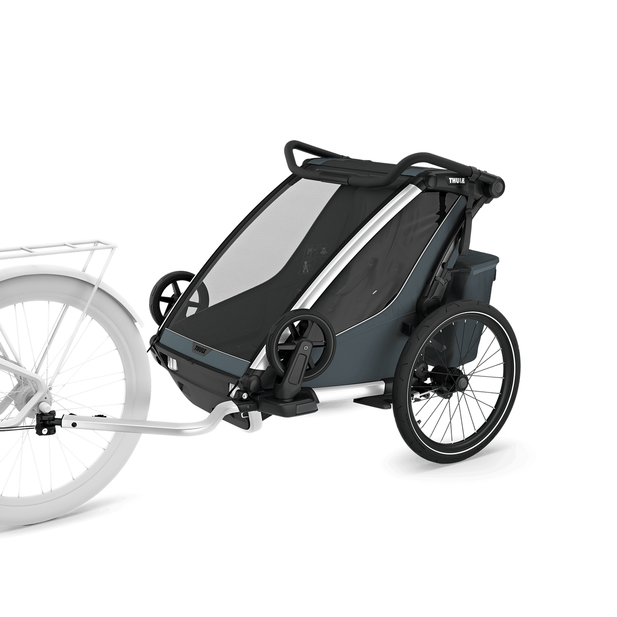 Thule Chariot Cross 2 Double – Fahrradanhänger für 2 Kinder, Dark Slate