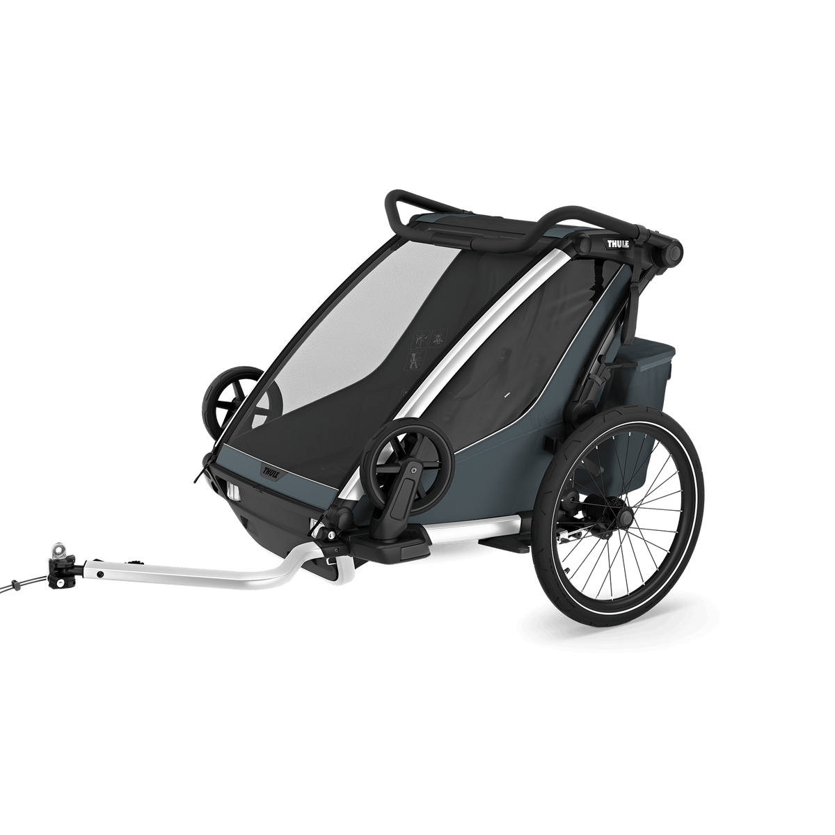 Thule Chariot Cross 2 Double – Fahrradanhänger für 2 Kinder, Dark Slate